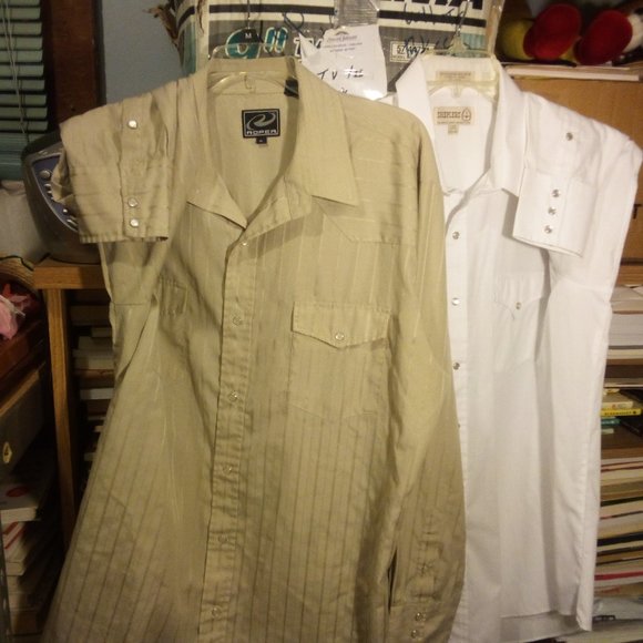 2 WESTERN SNAP LS DRESS SHIRTS XL- ROPER AND XL SHEPLERS - Picture 1 of 8